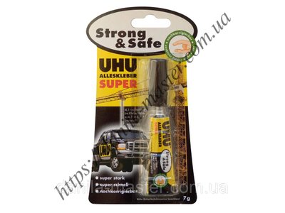 Клей "UHU" Strong&Safe суперпрочный (7g) (UHU Strong&Safe) 59960427 фото