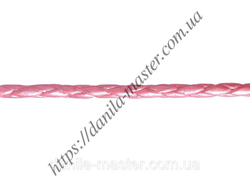 Шнур шкіряний рожевий (плетений) (d=2,5 мм) 1230632872 фото