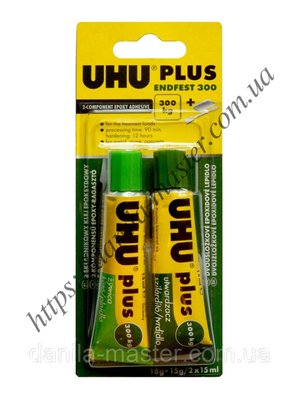 Клей "UHU" Plus зеленый (30ml) (двухкомпонентный) (UHU endfest 90min) 59960424 фото