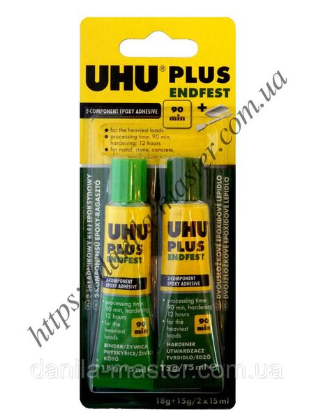 Клей "UHU" Plus зелений (30ml) (двокомпонентний) (UHU endfest 90min) 59960424 фото