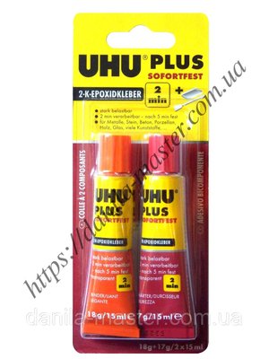 Клей "UHU" Plus червоний (30ml) (двокомпонентний) (UHU sofortfest) 59960426 фото